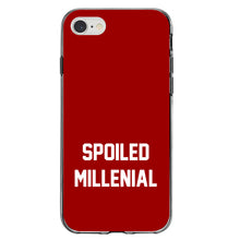 DistinctInk® Clear Shockproof Hybrid Case for Apple iPhone / Samsung Galaxy / Google Pixel - Spoiled Millenial - Red & White
