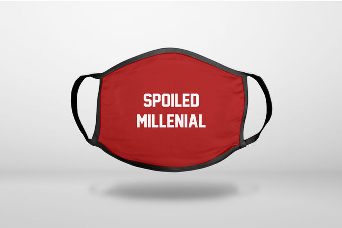 Spoiled Millenial - Red & White - 3-Ply Reusable Soft Face Mask Covering, Unisex, Cotton Inner Layer