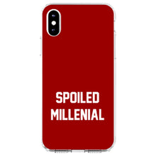 DistinctInk® Clear Shockproof Hybrid Case for Apple iPhone / Samsung Galaxy / Google Pixel - Spoiled Millenial - Red & White