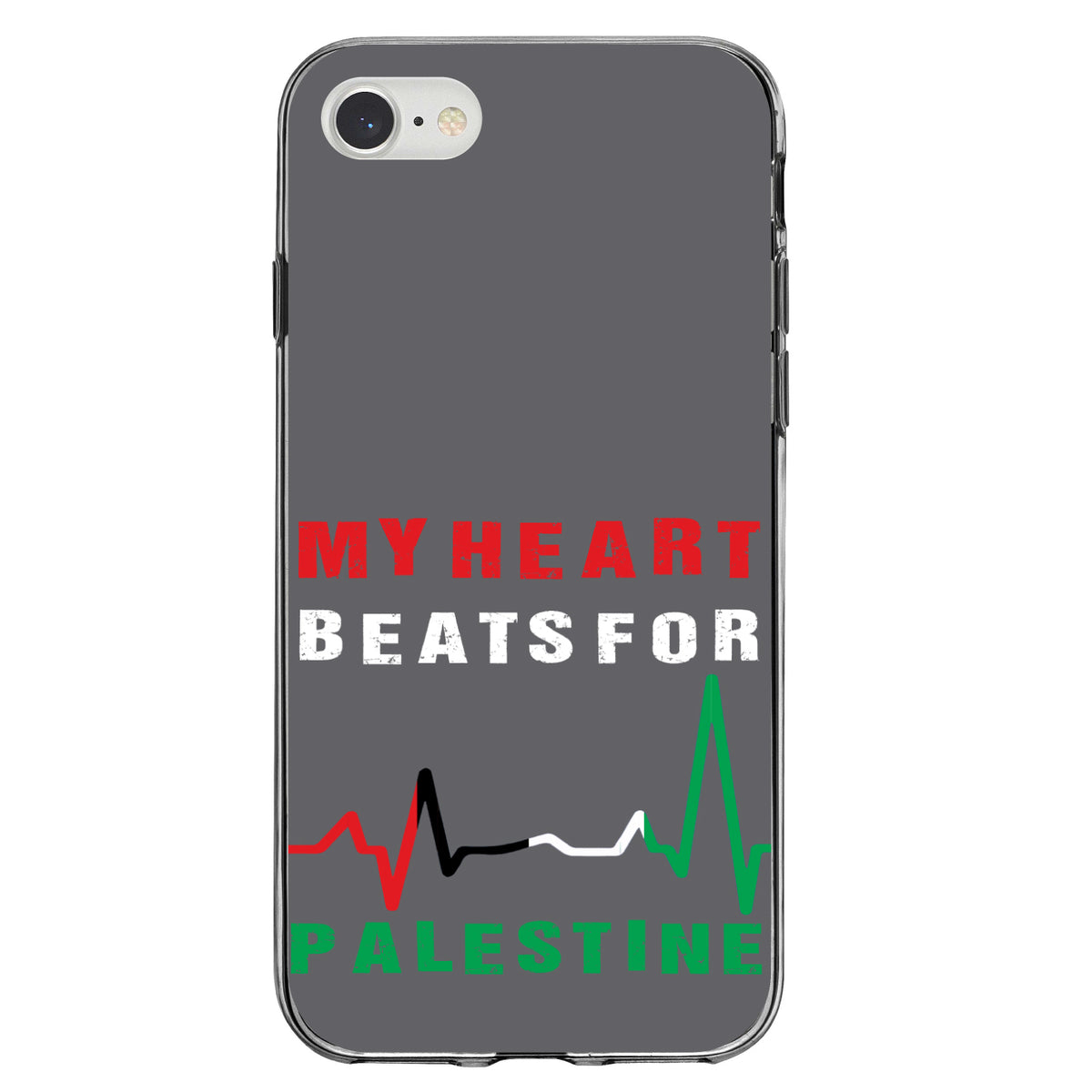 My Heart Beats for Palestine Clear Shockproof iPhone Case, view 5