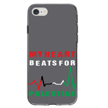 DistinctInk® Clear Shockproof Hybrid Case for Apple iPhone / Samsung Galaxy / Google Pixel - My Heart Beats for Palestine