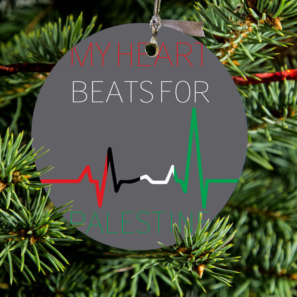 My Heart Beats for Palestine Ceramic Ornament, view 2
