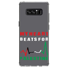 DistinctInk® Clear Shockproof Hybrid Case for Apple iPhone / Samsung Galaxy / Google Pixel - My Heart Beats for Palestine