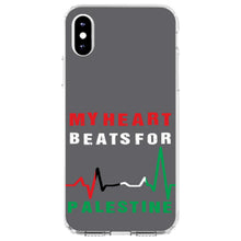 DistinctInk® Clear Shockproof Hybrid Case for Apple iPhone / Samsung Galaxy / Google Pixel - My Heart Beats for Palestine