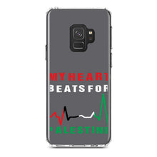 DistinctInk® Clear Shockproof Hybrid Case for Apple iPhone / Samsung Galaxy / Google Pixel - My Heart Beats for Palestine