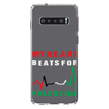 DistinctInk® Clear Shockproof Hybrid Case for Apple iPhone / Samsung Galaxy / Google Pixel - My Heart Beats for Palestine