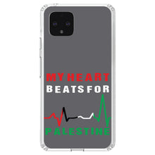 DistinctInk® Clear Shockproof Hybrid Case for Apple iPhone / Samsung Galaxy / Google Pixel - My Heart Beats for Palestine