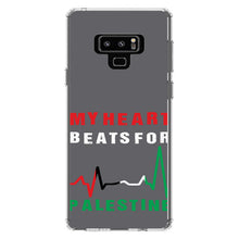 DistinctInk® Clear Shockproof Hybrid Case for Apple iPhone / Samsung Galaxy / Google Pixel - My Heart Beats for Palestine
