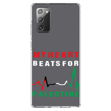 DistinctInk® Clear Shockproof Hybrid Case for Apple iPhone / Samsung Galaxy / Google Pixel - My Heart Beats for Palestine