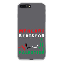 DistinctInk® Clear Shockproof Hybrid Case for Apple iPhone / Samsung Galaxy / Google Pixel - My Heart Beats for Palestine