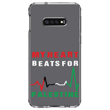 DistinctInk® Clear Shockproof Hybrid Case for Apple iPhone / Samsung Galaxy / Google Pixel - My Heart Beats for Palestine