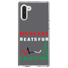 DistinctInk® Clear Shockproof Hybrid Case for Apple iPhone / Samsung Galaxy / Google Pixel - My Heart Beats for Palestine