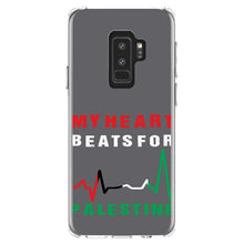 DistinctInk® Clear Shockproof Hybrid Case for Apple iPhone / Samsung Galaxy / Google Pixel - My Heart Beats for Palestine