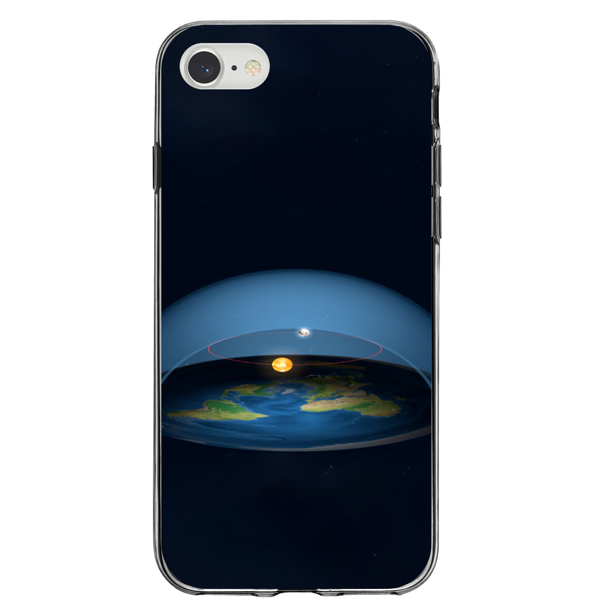 Flat Earth Map Clear Shockproof iPhone Case, view 5