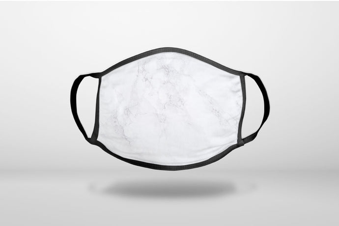 White Grey Marble Carrara - 3-Ply Reusable Soft Face Mask Covering, Unisex, Cotton Inner Layer