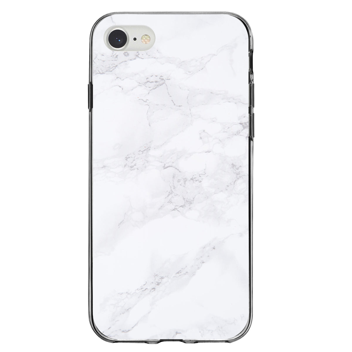 White Grey Marble Carrara Clear Shockproof iPhone Case, view 5