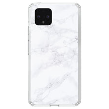 DistinctInk® Clear Shockproof Hybrid Case for Apple iPhone / Samsung Galaxy / Google Pixel - White Grey Marble Carrara
