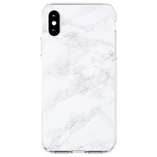 DistinctInk® Clear Shockproof Hybrid Case for Apple iPhone / Samsung Galaxy / Google Pixel - White Grey Marble Carrara