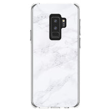 DistinctInk® Clear Shockproof Hybrid Case for Apple iPhone / Samsung Galaxy / Google Pixel - White Grey Marble Carrara