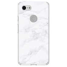 DistinctInk® Clear Shockproof Hybrid Case for Apple iPhone / Samsung Galaxy / Google Pixel - White Grey Marble Carrara