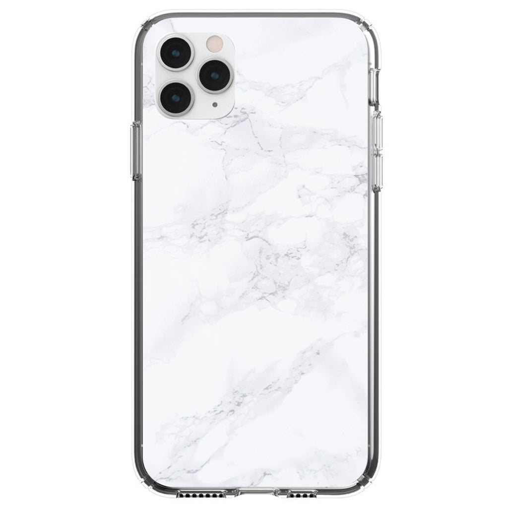 White Grey Marble Carrara Clear Shockproof iPhone Case
