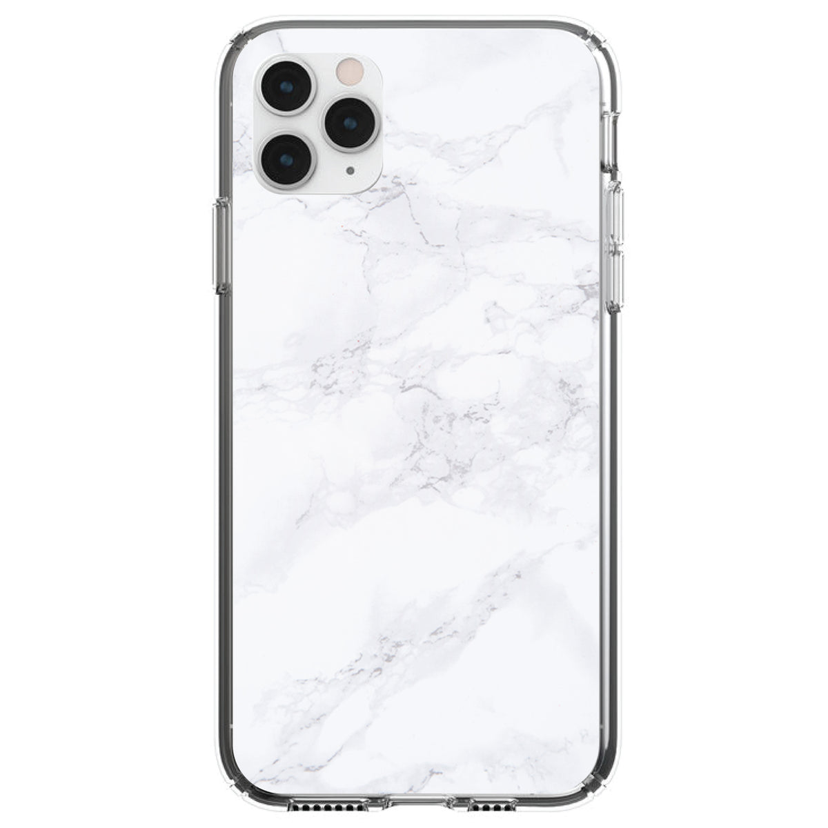 White Grey Marble Carrara Clear Shockproof iPhone Case