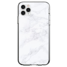 DistinctInk® Clear Shockproof Hybrid Case for Apple iPhone / Samsung Galaxy / Google Pixel - White Grey Marble Carrara