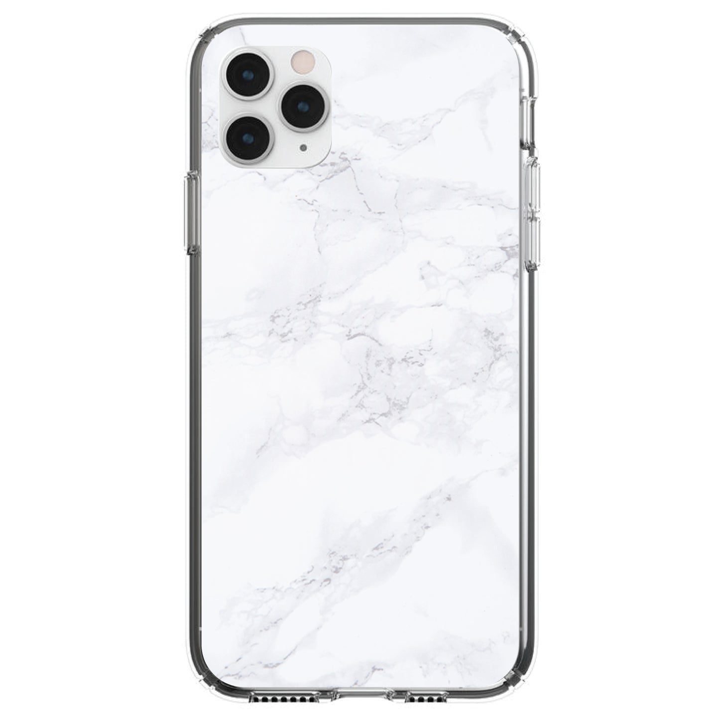 DistinctInk® Clear Shockproof Hybrid Case for Apple iPhone / Samsung Galaxy / Google Pixel - White Grey Marble Carrara