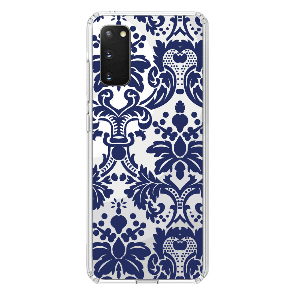 Blue Grey Damask Clear Shockproof iPhone Case, view 15