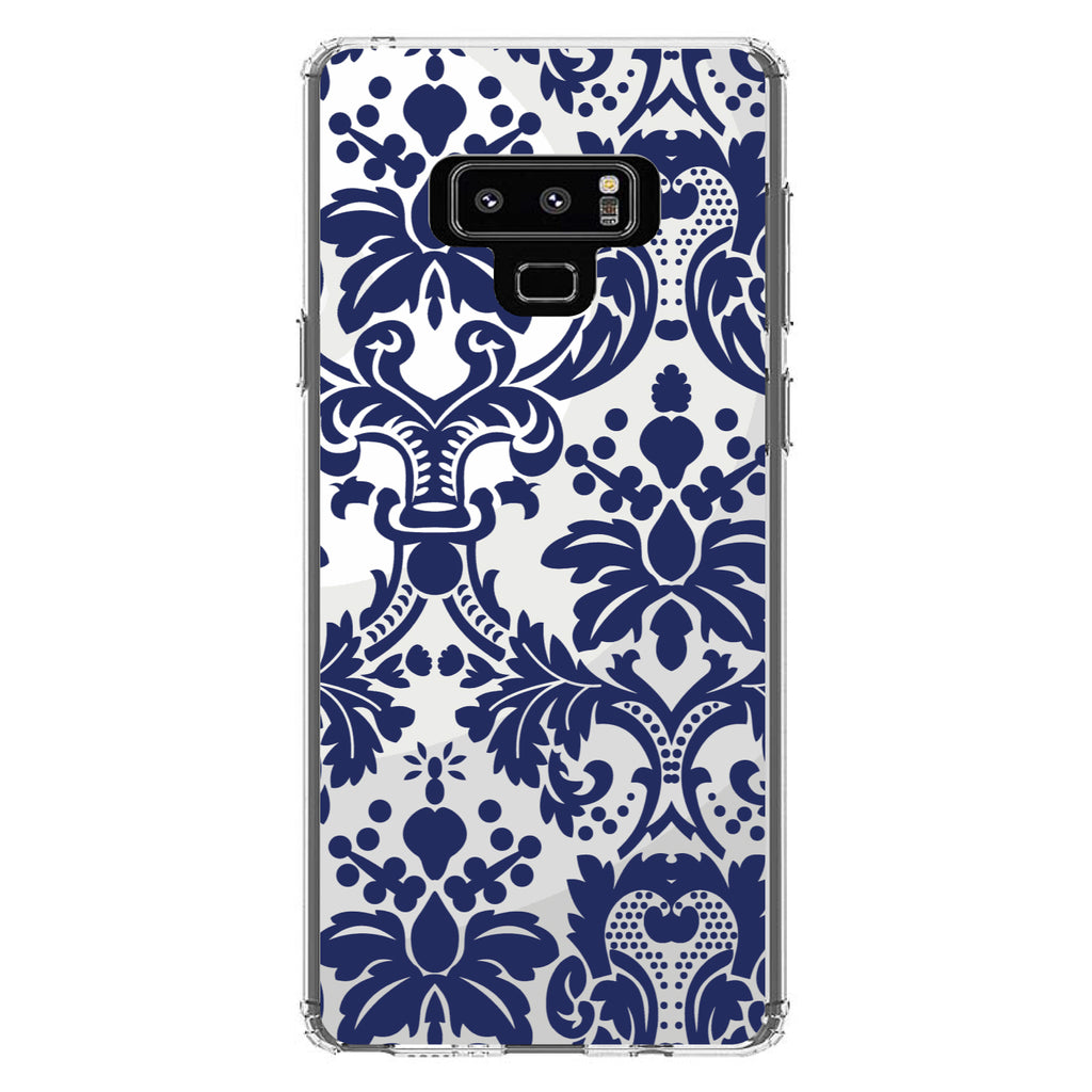 Blue Grey Damask Clear Shockproof iPhone Case, view 11