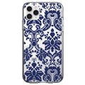 Blue Grey Damask Clear Shockproof iPhone Case