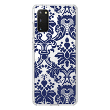 DistinctInk® Clear Shockproof Hybrid Case for Apple iPhone / Samsung Galaxy / Google Pixel - Blue Grey Damask