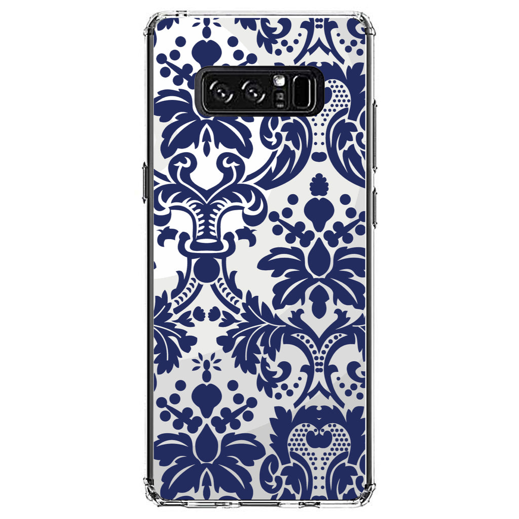 Blue Grey Damask Clear Shockproof iPhone Case, view 12