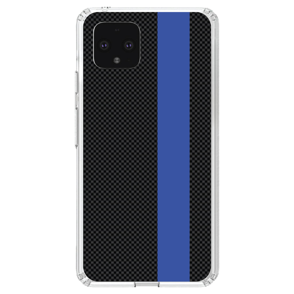 Thin Blue Line Grey Black Carbon Fiber Print Clear Shockproof iPhone Case, view 23