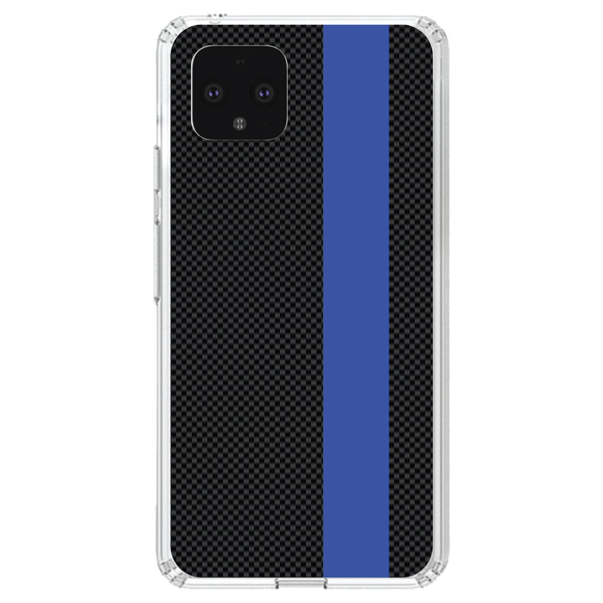 Thin Blue Line Grey Black Carbon Fiber Print Clear Shockproof iPhone Case, view 23
