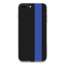 DistinctInk® Clear Shockproof Hybrid Case for Apple iPhone / Samsung Galaxy / Google Pixel - Thin Blue Line Grey Black Carbon Fiber Print