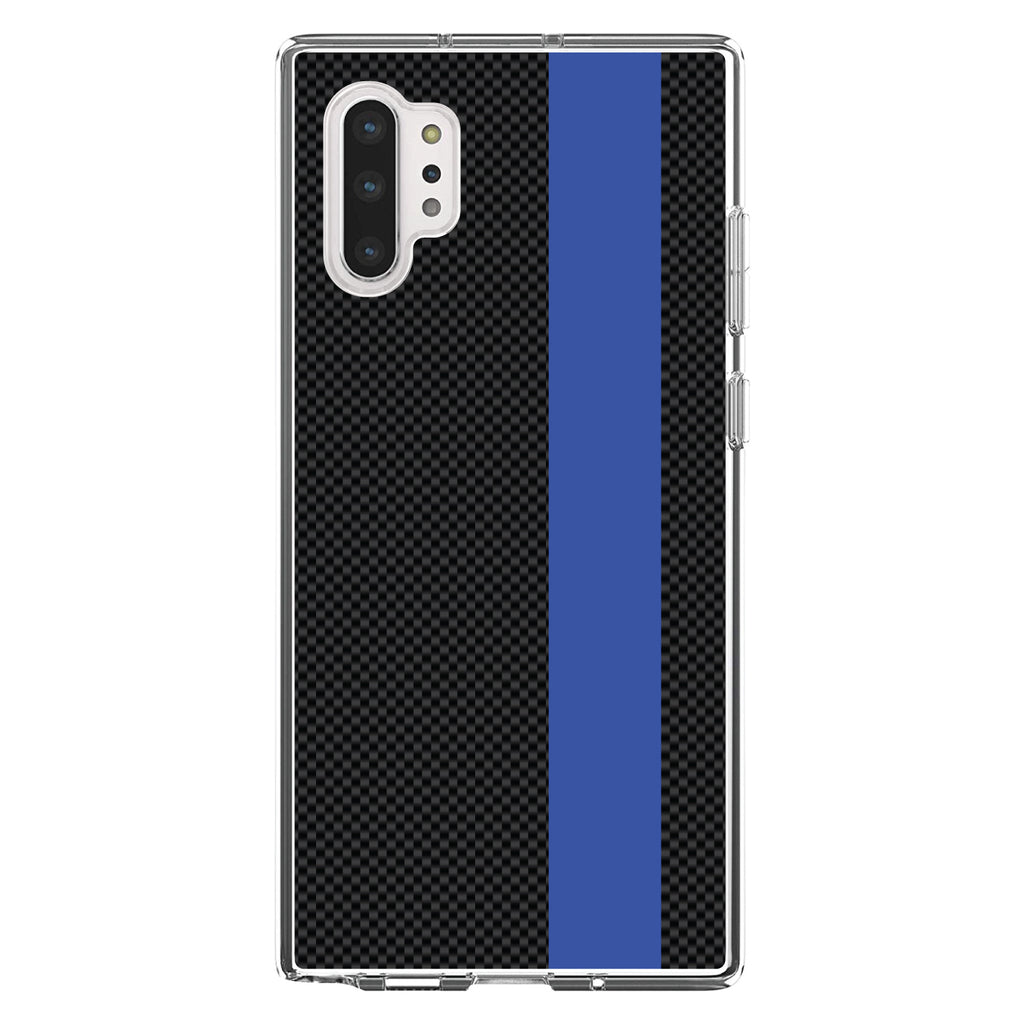 Thin Blue Line Grey Black Carbon Fiber Print Clear Shockproof iPhone Case, view 10