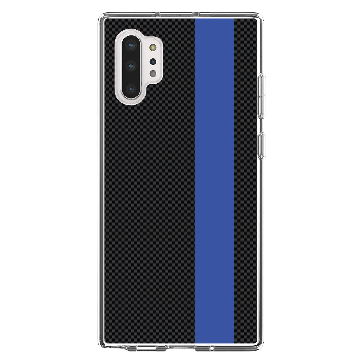 Thin Blue Line Grey Black Carbon Fiber Print Clear Shockproof iPhone Case, view 10