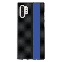 DistinctInk® Clear Shockproof Hybrid Case for Apple iPhone / Samsung Galaxy / Google Pixel - Thin Blue Line Grey Black Carbon Fiber Print