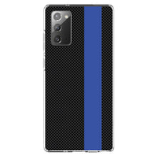 DistinctInk® Clear Shockproof Hybrid Case for Apple iPhone / Samsung Galaxy / Google Pixel - Thin Blue Line Grey Black Carbon Fiber Print