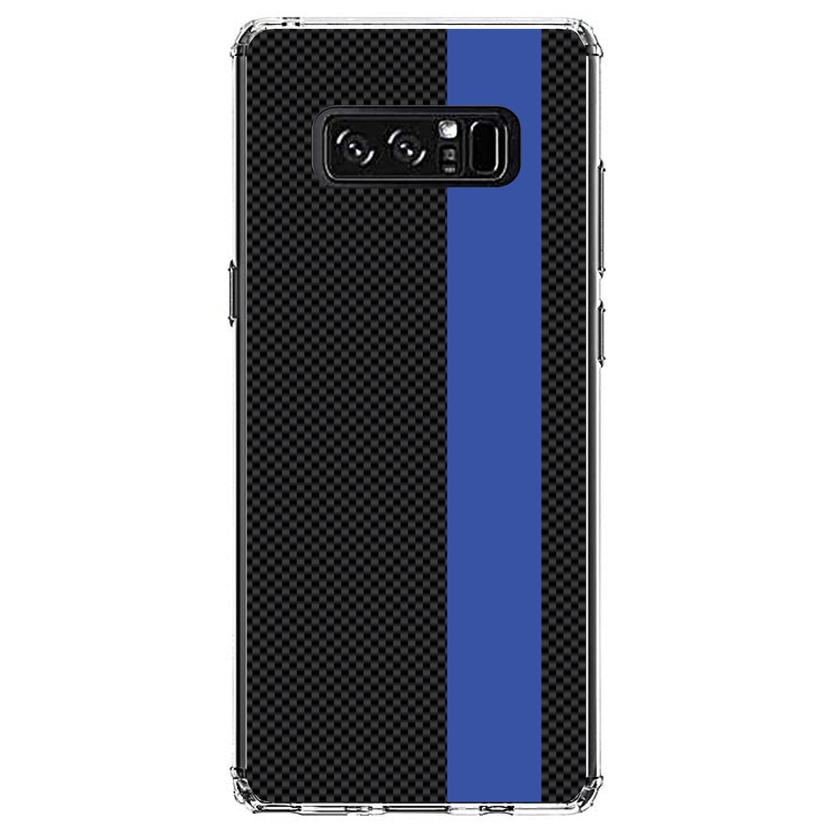 Thin Blue Line Grey Black Carbon Fiber Print Clear Shockproof iPhone Case, view 12