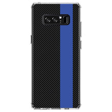 DistinctInk® Clear Shockproof Hybrid Case for Apple iPhone / Samsung Galaxy / Google Pixel - Thin Blue Line Grey Black Carbon Fiber Print