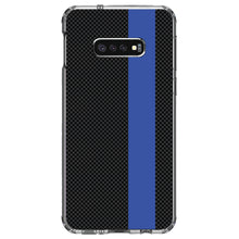 DistinctInk® Clear Shockproof Hybrid Case for Apple iPhone / Samsung Galaxy / Google Pixel - Thin Blue Line Grey Black Carbon Fiber Print