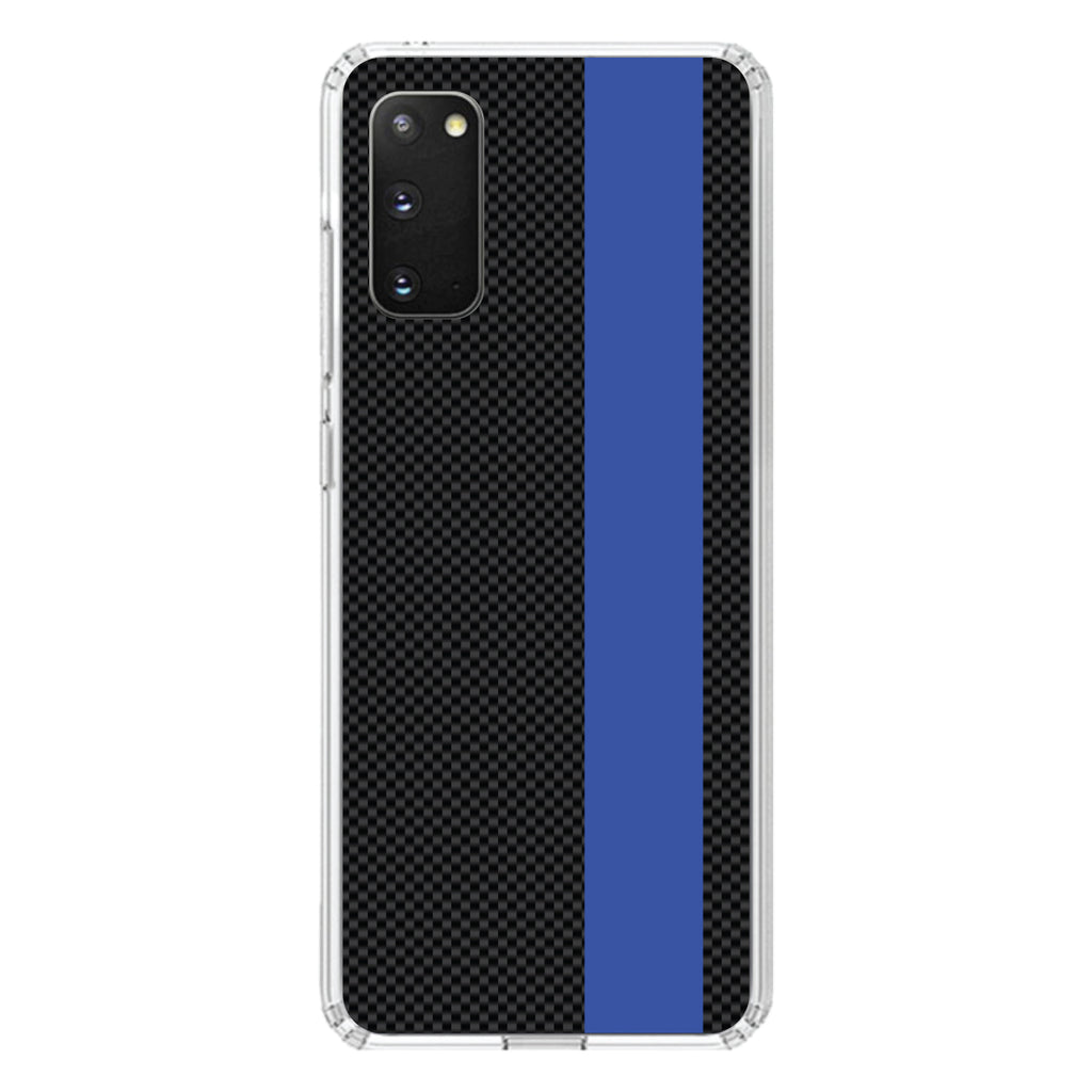 Thin Blue Line Grey Black Carbon Fiber Print Clear Shockproof iPhone Case, view 15