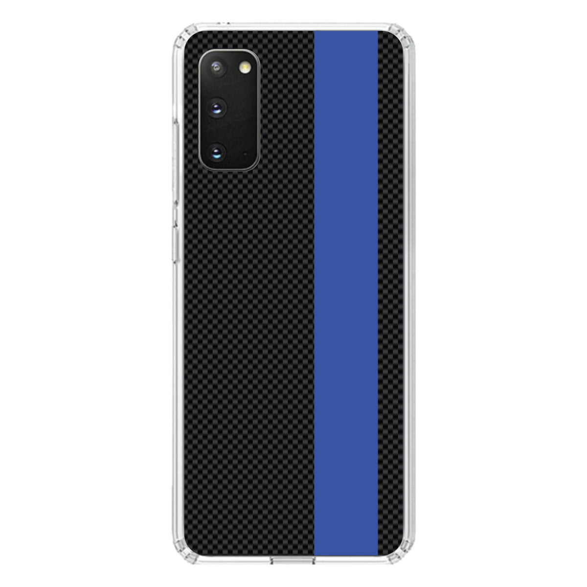 Thin Blue Line Grey Black Carbon Fiber Print Clear Shockproof iPhone Case, view 15