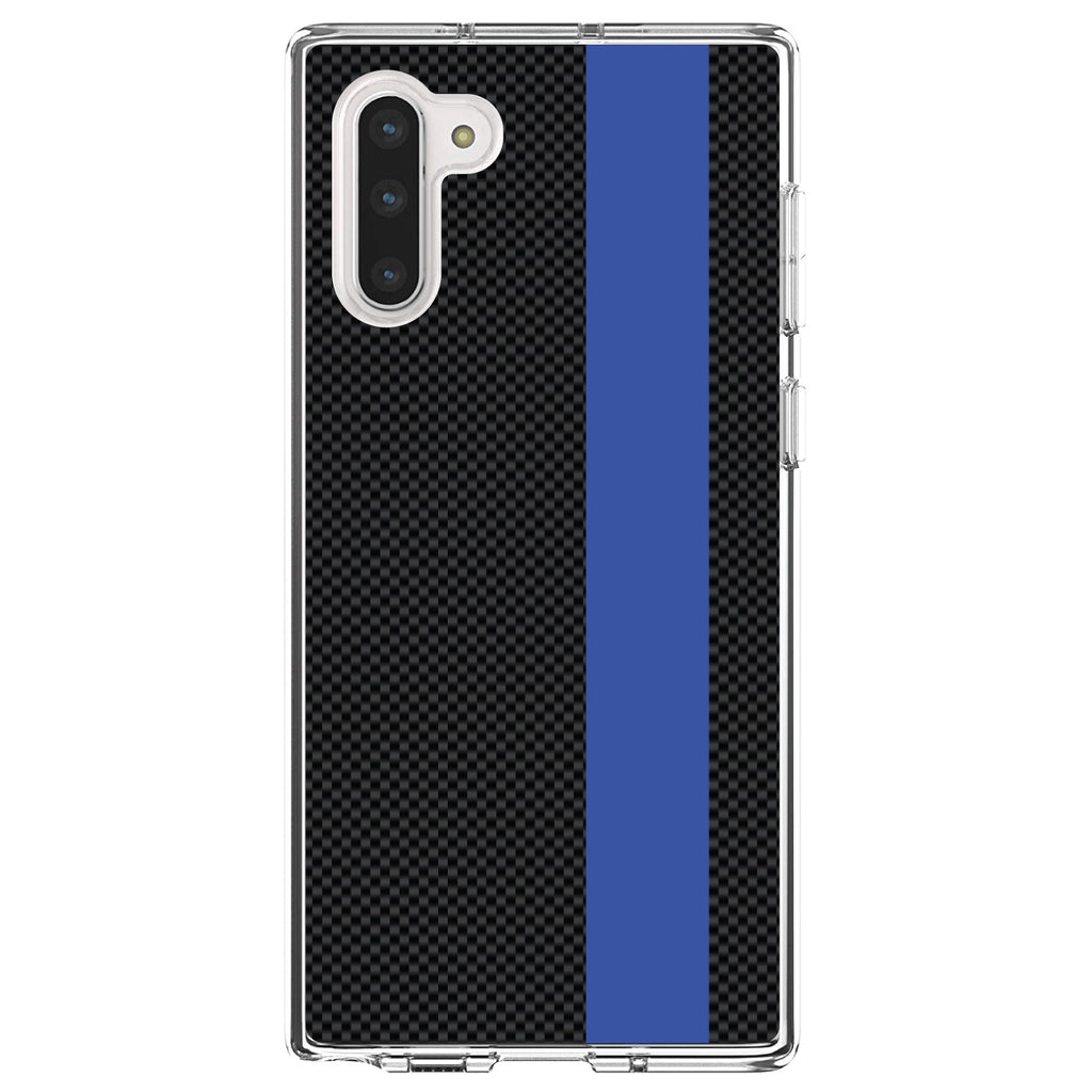 Thin Blue Line Grey Black Carbon Fiber Print Clear Shockproof iPhone Case, view 9