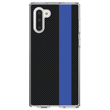 DistinctInk® Clear Shockproof Hybrid Case for Apple iPhone / Samsung Galaxy / Google Pixel - Thin Blue Line Grey Black Carbon Fiber Print