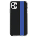 Thin Blue Line Grey Black Carbon Fiber Print Clear Shockproof iPhone Case