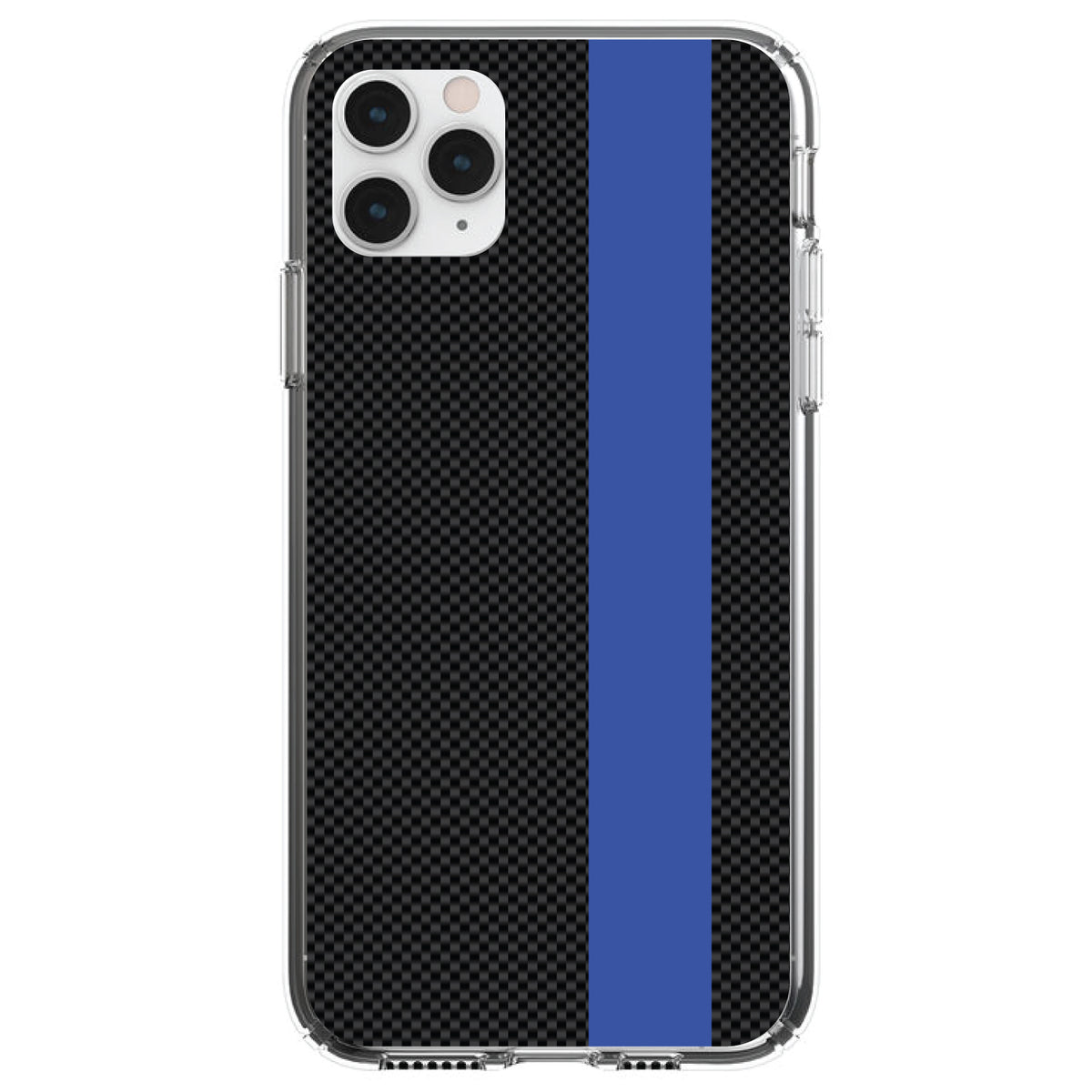 Thin Blue Line Grey Black Carbon Fiber Print Clear Shockproof iPhone Case