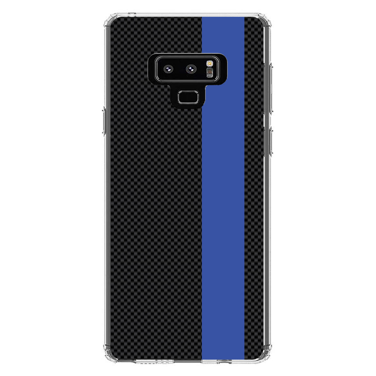 Thin Blue Line Grey Black Carbon Fiber Print Clear Shockproof iPhone Case, view 11